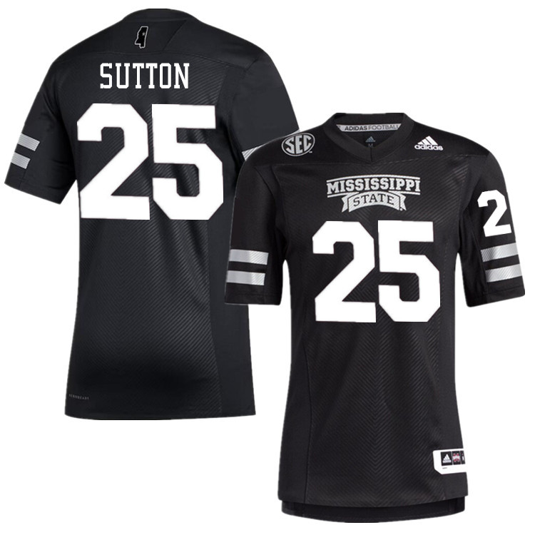 Men #25 Vic Sutton Mississippi State Bulldogs College Football Jerseys Stitched-Black